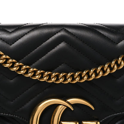 Calfskin Matelasse Medium GG Marmont Shoulder Bag Black