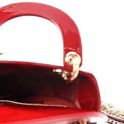 Patent Cannage Mini Lady Dior Red