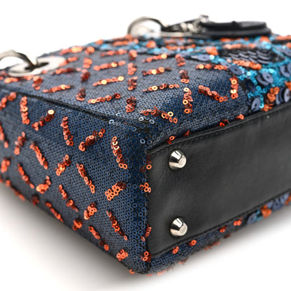 Sequin Lambskin Esprit Tokyo Mini Lady Dior Blue Multicolor