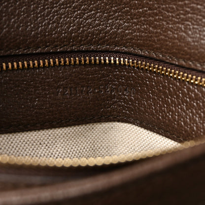 GG Supreme Monogram Textured Dollar Calfskin Web Medium Blondie Top Handle Shoulder Flap Bag Beige Ebony New Acero
