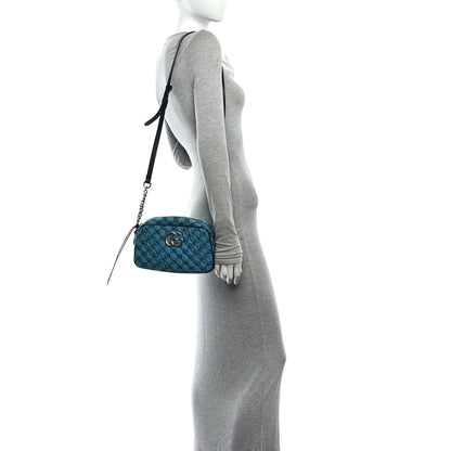 Monogram Multicolor Matelasse Diagonal Small GG Marmont Chain Shoulder Bag Light Blue Light Blue