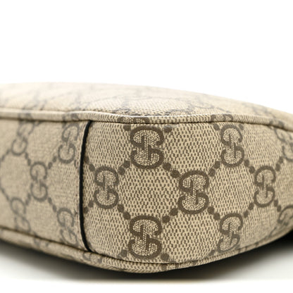 GG Supreme Monogram Textured Calfskin Small Emblem Shoulder Bag Beige Black