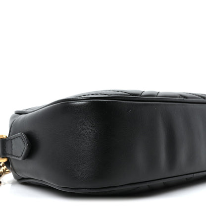 Calfskin Matelasse Small GG Marmont Chain Shoulder Bag Black
