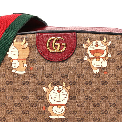 X DORAEMON Mini Vintage GG Supreme Monogram Shoulder Bag Beige Cherry Red