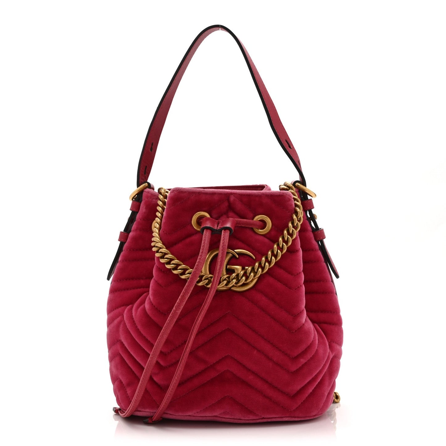 Velvet Matelasse GG Marmont Bucket Bag Light Raspberry Rose