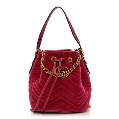 Velvet Matelasse GG Marmont Bucket Bag Light Raspberry Rose