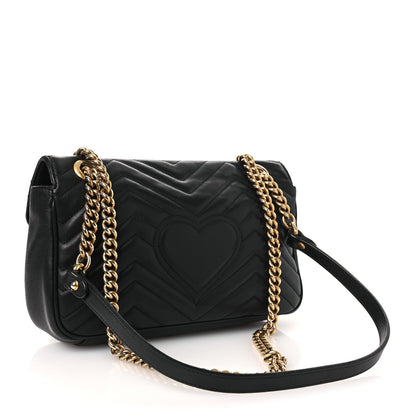 Calfskin Matelasse Small GG Marmont Shoulder Bag Black