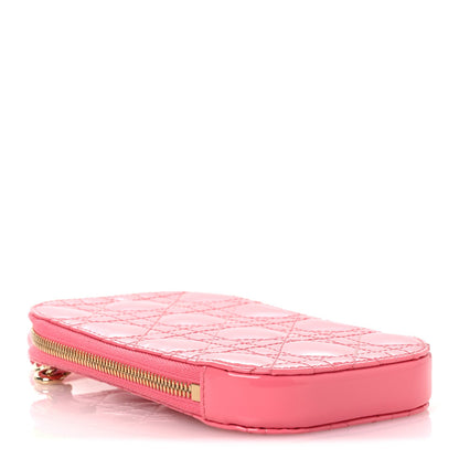 Patent Cannage Lady Dior Phone Holder Pink