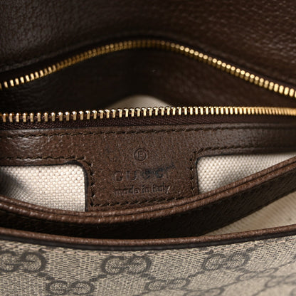 GG Supreme Monogram Textured Dollar Calfskin Web Medium Blondie Top Handle Shoulder Flap Bag Beige Ebony New Acero