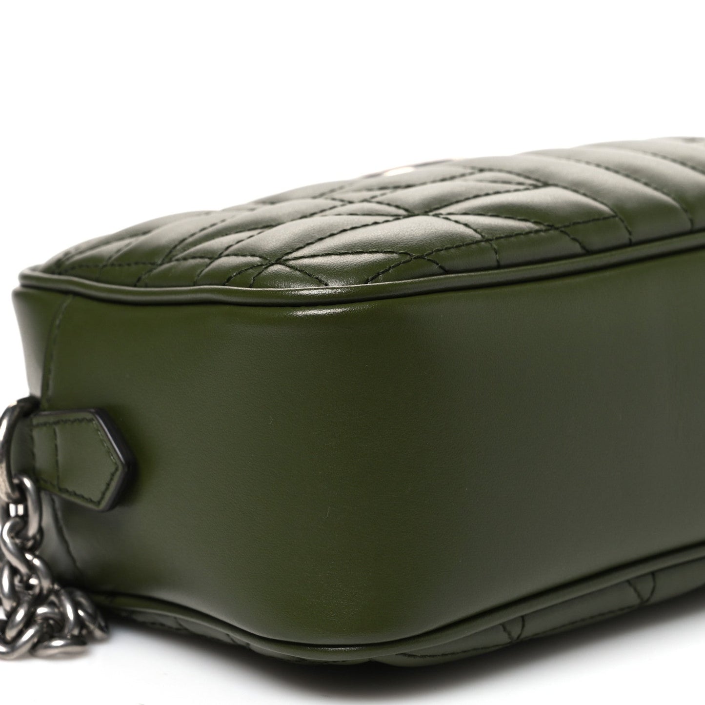 Calfskin Matelasse Aria Small GG Marmont Chain Shoulder Bag Military Wood