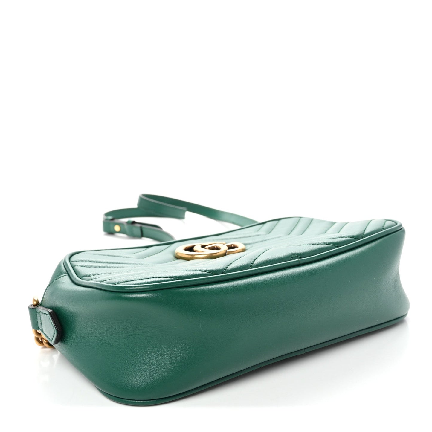 Calfskin Matelasse Small GG Marmont Chain Shoulder Bag Emerald Green