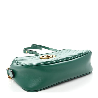 Calfskin Matelasse Small GG Marmont Chain Shoulder Bag Emerald Green