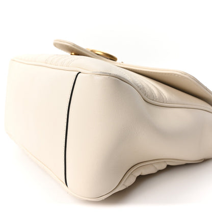 Calfskin Matelasse Small GG Marmont Top Handle Shoulder Bag White
