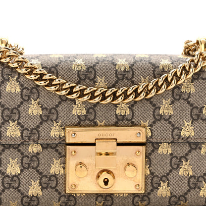 GG Supreme Monogram Bees Small Padlock Shoulder Bag Black