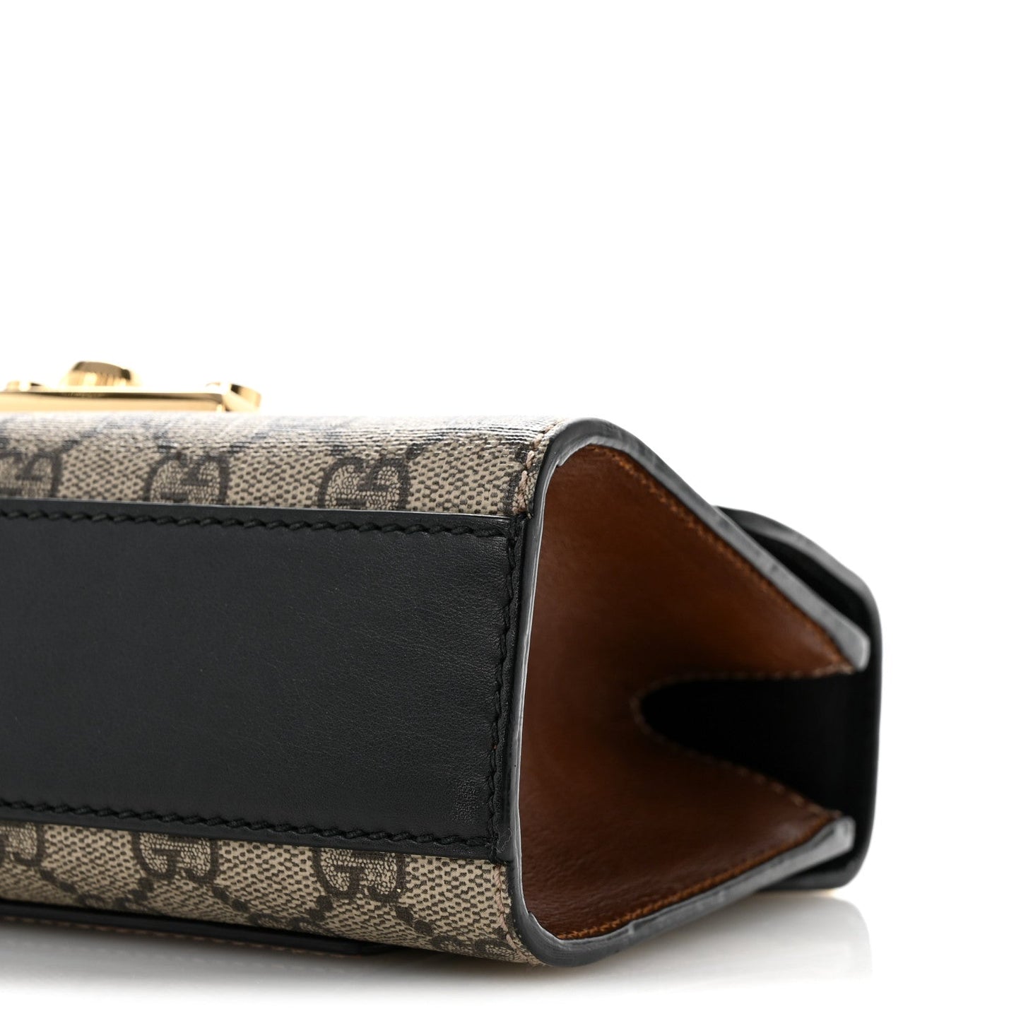 GG Supreme Monogram Calfskin Small Padlock Shoulder Bag Beige Black Cuir