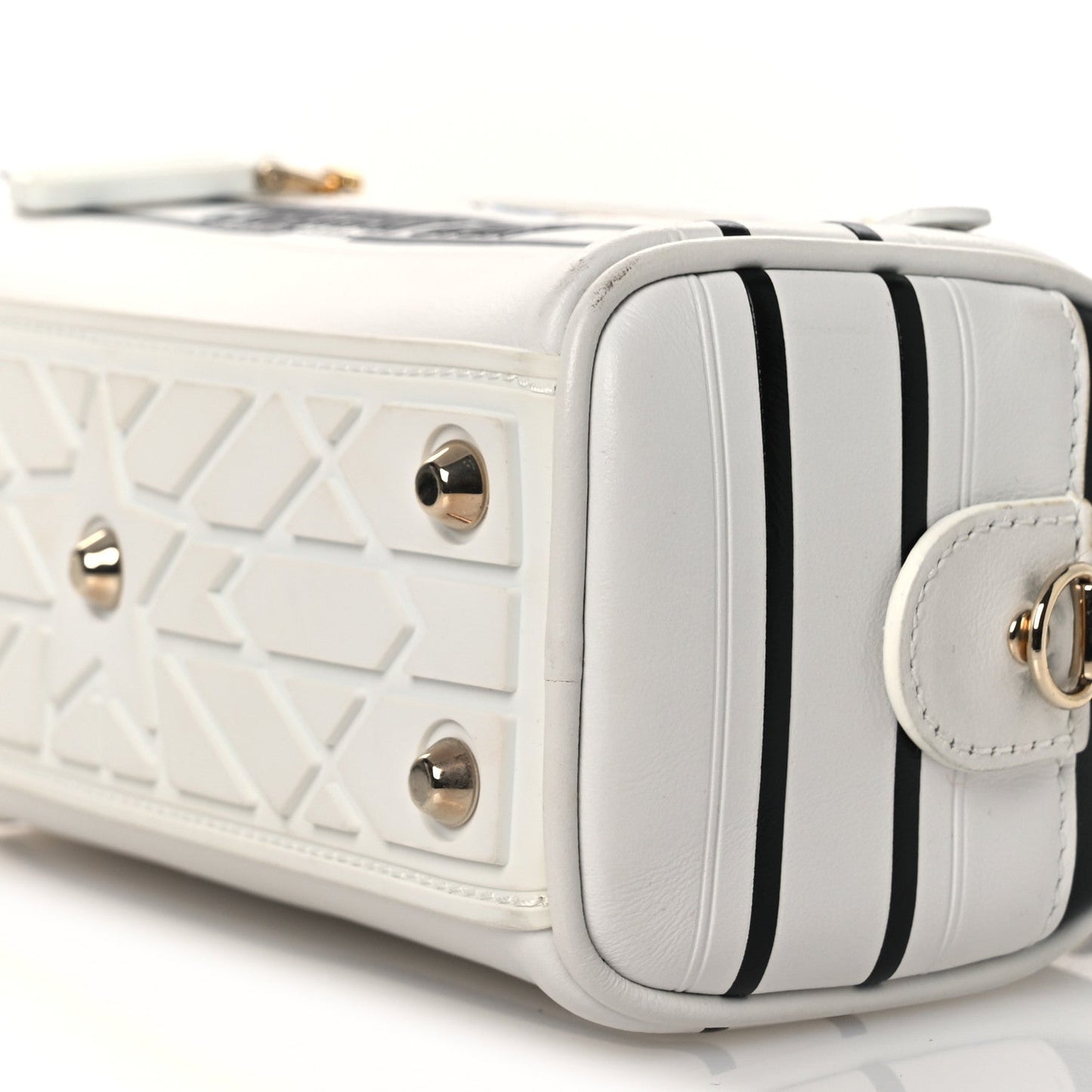 Calfskin Animal Print Micro Dior Vibe Zip Bowling Bag White Multicolor