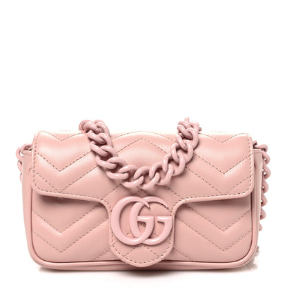 Calfskin Matelasse Monochrome GG Marmont Chain Belt Bag Perfect Pink