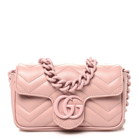 Calfskin Matelasse Monochrome GG Marmont Chain Belt Bag Perfect Pink