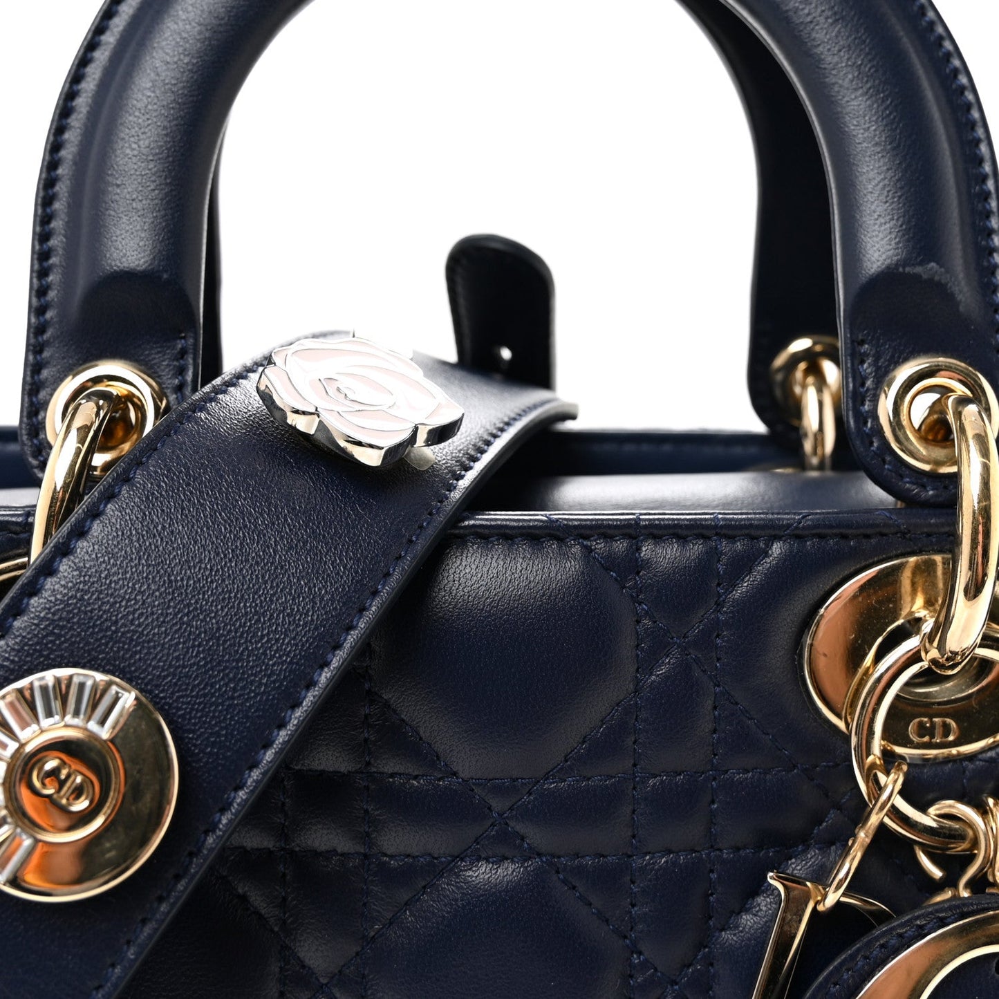 Lambskin Cannage Small Lucky Badges My Lady Dior Navy
