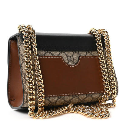 GG Supreme Monogram Calfskin Small Padlock Shoulder Bag Beige Black Cuir