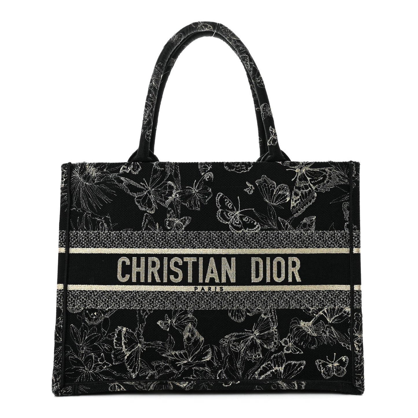 Canvas Embroidered Medium New York Butterfly Book Tote Black