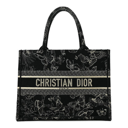 Canvas Embroidered Medium New York Butterfly Book Tote Black