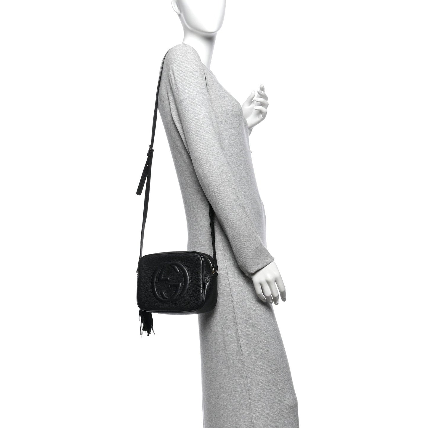 Pebbled Calfskin Small Soho Disco Bag Black
