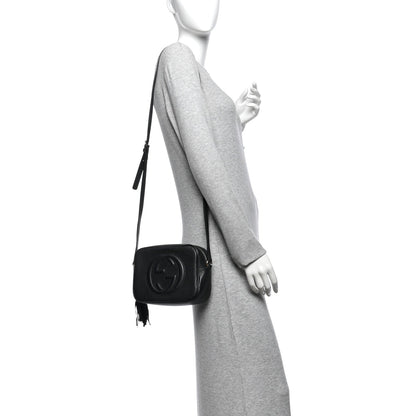 Pebbled Calfskin Small Soho Disco Bag Black