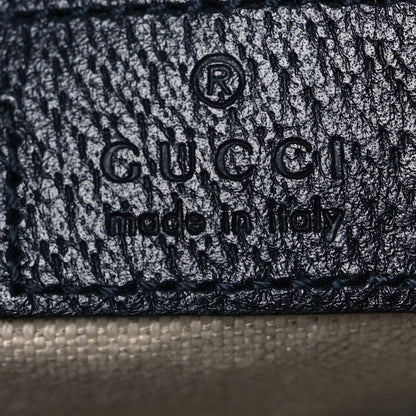 GG Supreme Monogram Textured Dollar Calfskin Web Studded Mini Ophidia Flap Shoulder Bag Beige Blue
