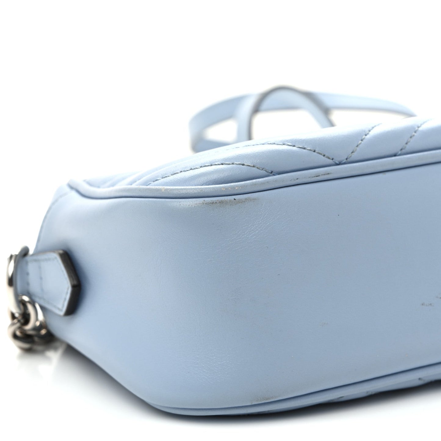Calfskin Matelasse Small GG Marmont Chain Shoulder Bag Porcelain Light Blue