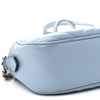Calfskin Matelasse Small GG Marmont Chain Shoulder Bag Porcelain Light Blue