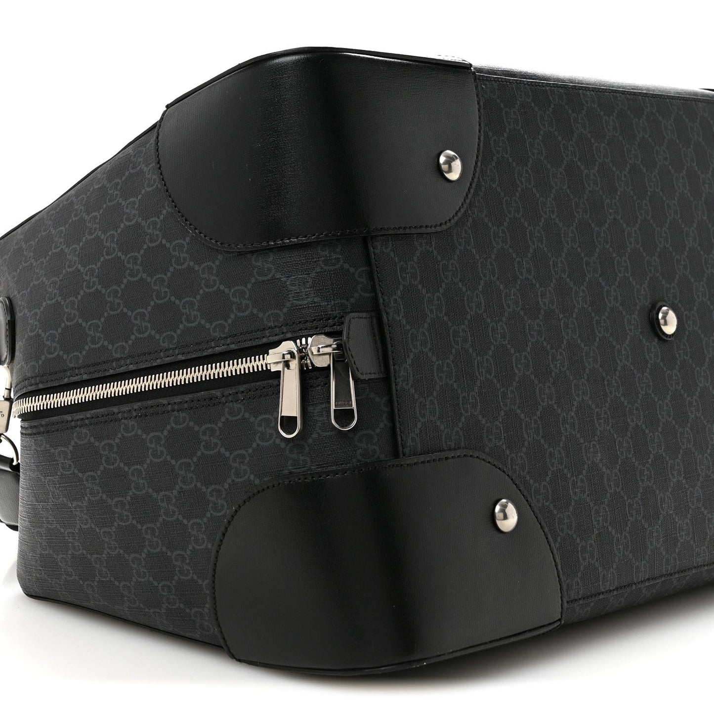 GG Supreme Monogram Azalea Calfskin Retro Interlocking G Large Duffle Bag Black Grey