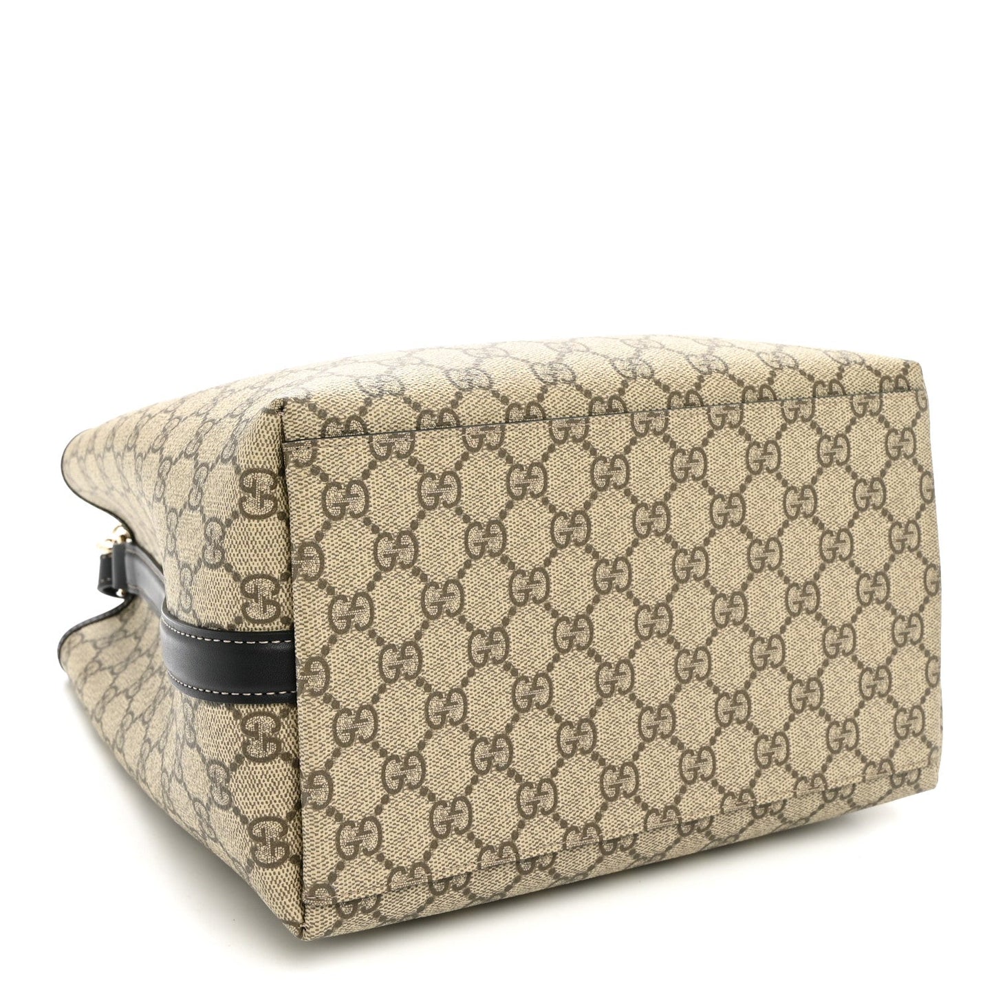 GG Supreme Monogram Medium Emblem Bucket Bag Beige Dark Brown Black