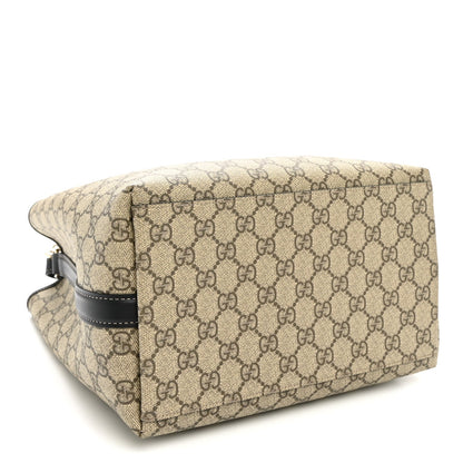GG Supreme Monogram Medium Emblem Bucket Bag Beige Dark Brown Black