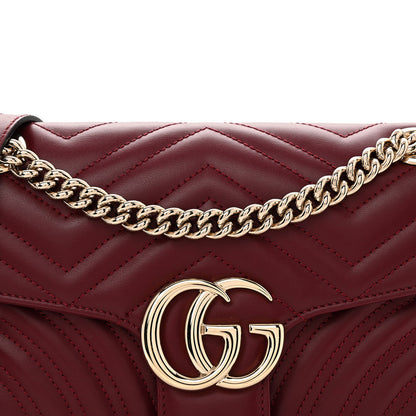Calfskin Matelasse Small GG Marmont Shoulder Bag Rosso Ancora Red
