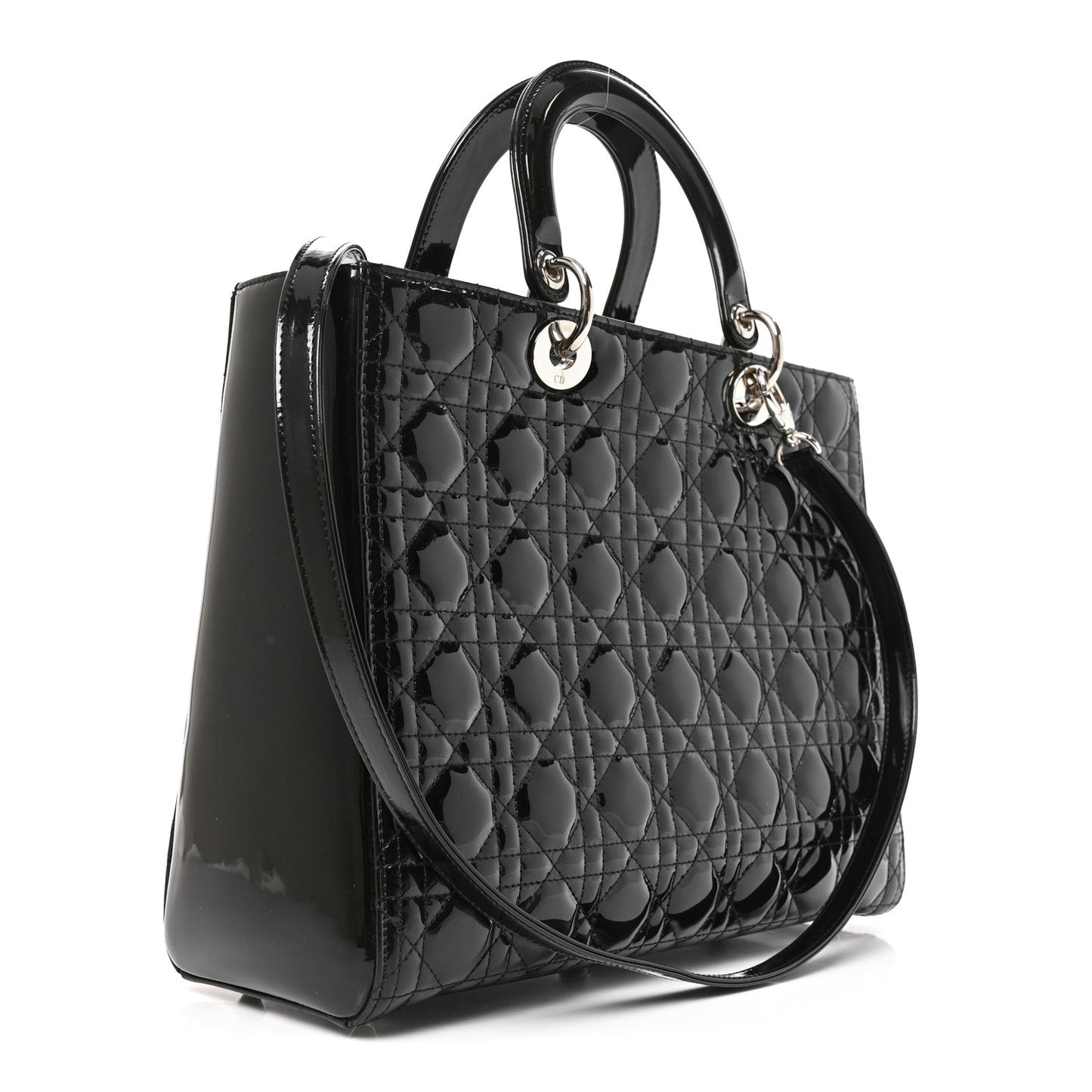 Patent Cannage Large Lady Dior Black