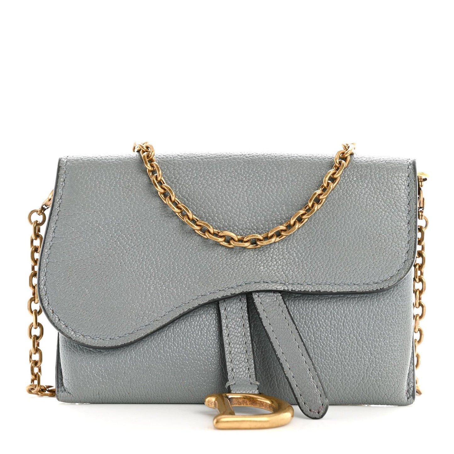 Goatskin Nano Saddle Chain Pouch Blue