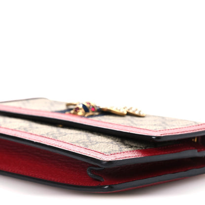 GG Supreme Monogram Web Queen Margaret Chain Wallet Red