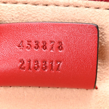 Calfskin Matelasse Small GG Marmont Double Zip Shoulder Bag Hibiscus Red