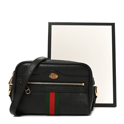 Calfskin Web Mini Ophidia Shoulder Bag Black