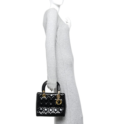 Patent Cannage Medium Lady Dior Black