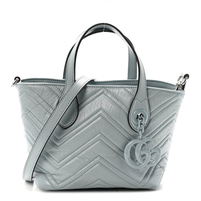 Nappa Chevron Matelasse Small GG Marmont Tote Bag Icy Blue