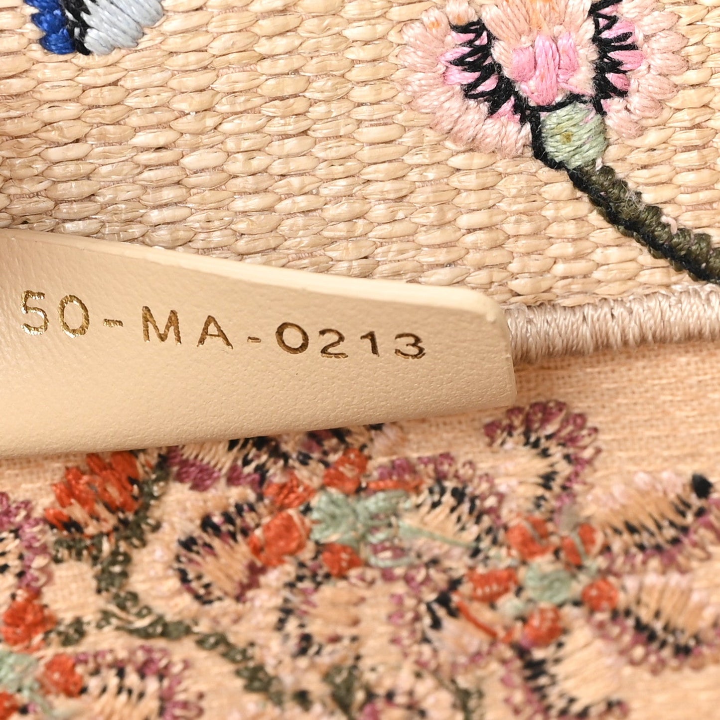 Raffia Embroidered Petites Fleurs Medium Book Tote Natural