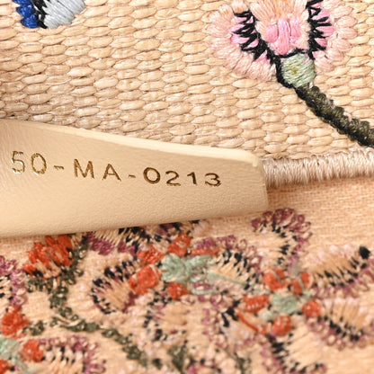 Raffia Embroidered Petites Fleurs Medium Book Tote Natural