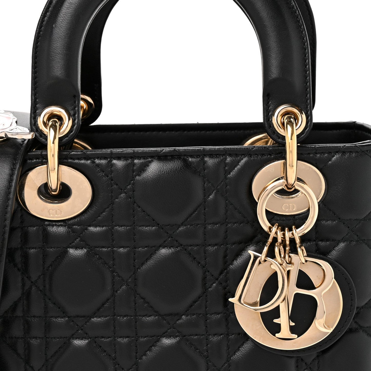 Lambskin Cannage Small Lucky Badges My Lady Dior Black