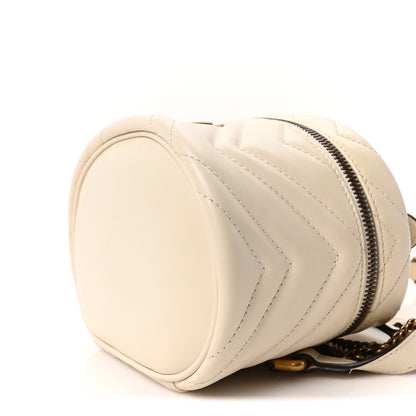 Calfskin Matelasse Mini GG Marmont Round Backpack White