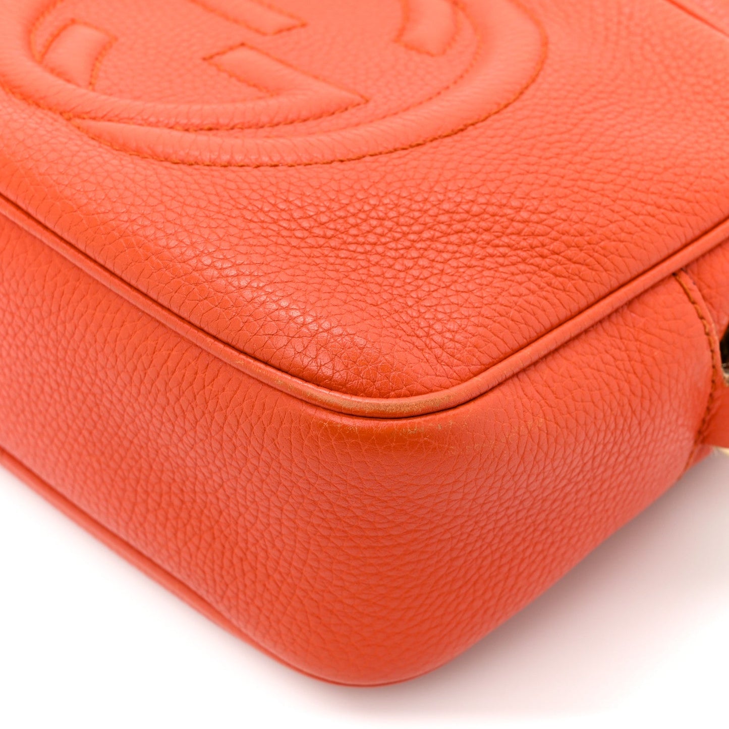 Pebbled Calfskin Small Soho Disco Bag Sun Orange