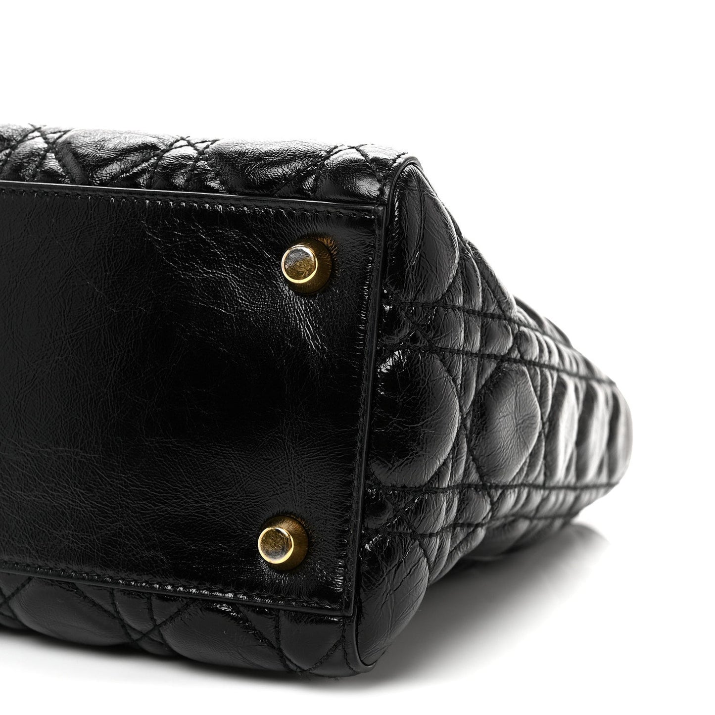 Crinkled Patent Cannage Medium Bohemian Lady Dior Black