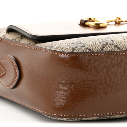 GG Supreme Monogram Small Horsebit 1955 Shoulder Bag Beige Brown Sugar