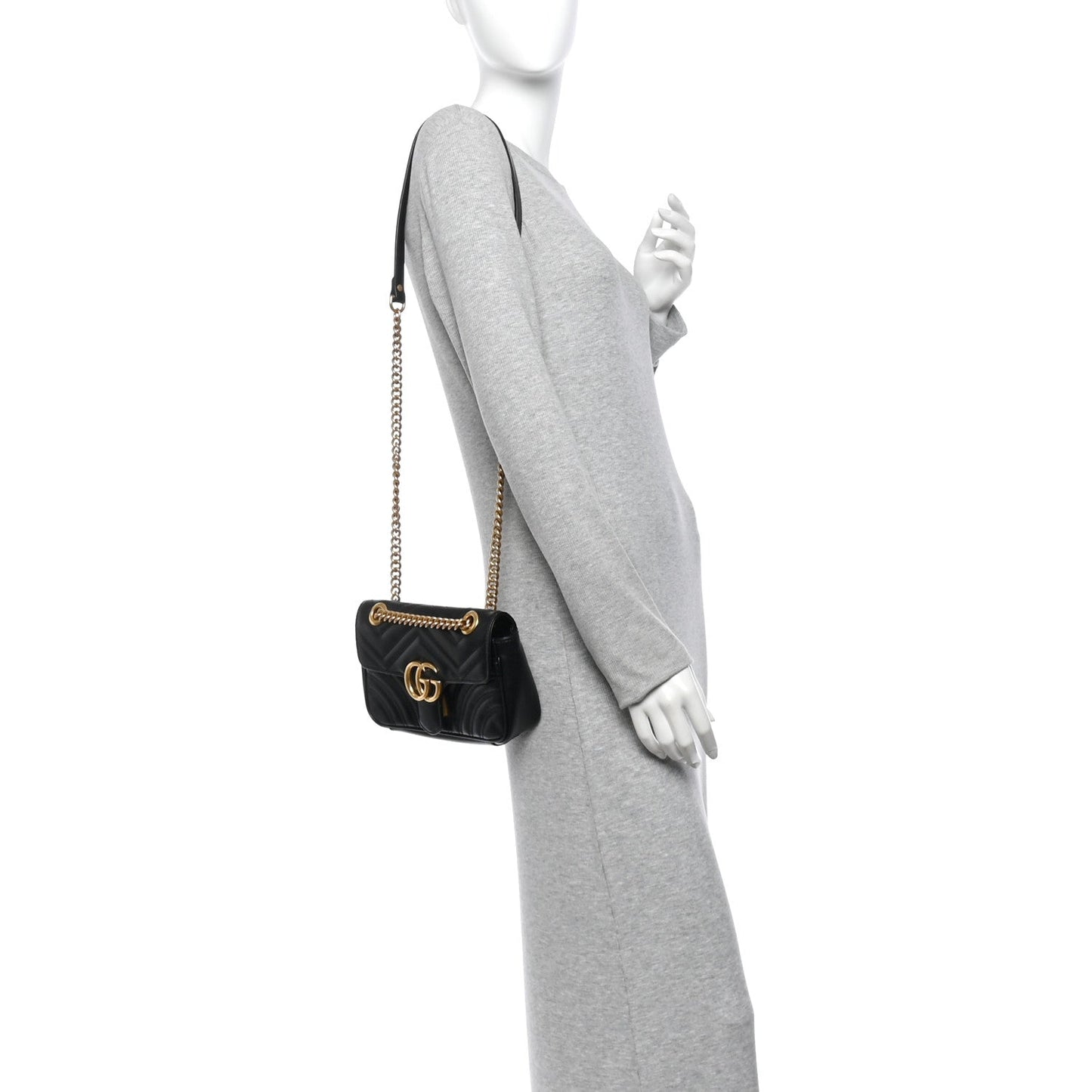 Calfskin Matelasse Mini GG Marmont Shoulder Bag Black